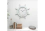 28 Inch Distressed Captains Wheel Wall Clock - Room