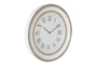24 X 24 White And Wood Roman Numeral Wall Clock - Front