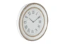 24 X 24 White And Wood Roman Numeral Wall Clock  - Front