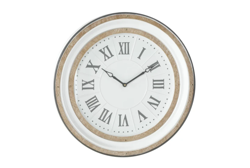 24 X 24 White And Wood Roman Numeral Wall Clock - 360