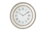 24 X 24 White And Wood Roman Numeral Wall Clock  - Signature