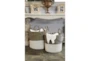 Round Grey And White Seagrass Baskets Set Of 3 - Room
