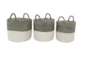 Round Grey And White Seagrass Baskets Set Of 3 - Signature