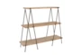 59 Inch 3 Tier Wood And Iron Shelf - Front