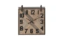 Multicolor Wood Square Analog Wall Clock - Front