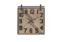 Multicolor Wood Square Analog Wall Clock - Front