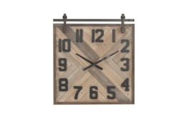 Multicolor Wood Square Analog Wall Clock