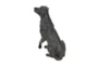 20 Inch Black Resin Sitting Dog Sculpture - Front