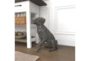20 Inch Black Resin Sitting Dog Sculpture - Room
