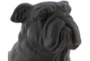 13 Inch Black Polystone Sitting Dog Decor - Detail