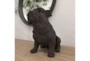 13 Inch Black Polystone Sitting Dog Decor - Room