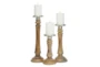 Traditional Turned Wood Candle Holders Set Of 3 - Material