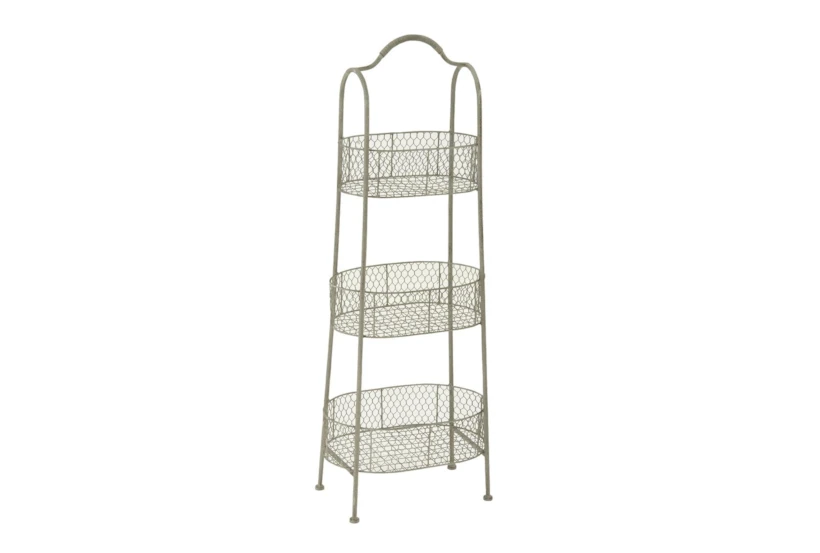 41 Inch 3 Tier White Metal Basket Stand - 360