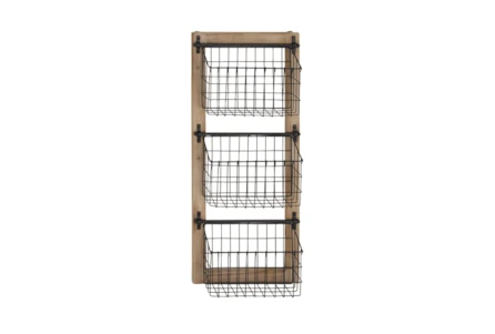 Rustic 3 Tiered Basket Wall Rack - Main