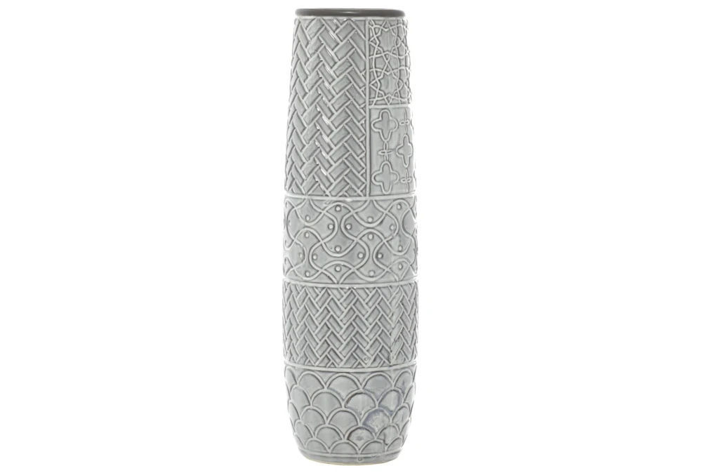 22 Inch Glazed Textured Gray Vase