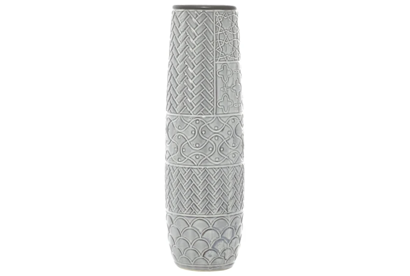22 Inch Glazed Textured Gray Vase - 360