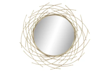 39 X 39 Inch  Circular Twig Silhouette Wall Mirror