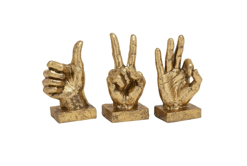 Antique Gold Hand Gestures Set Of 3 - 360