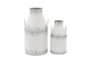 White And Iron Farmhouse Milk Can Decor Set Of 2  - Signature