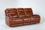 Victor Chestnut Leather Zero Gravity 88" Reclining Sofa with Power Headrest & Lumbar - Side