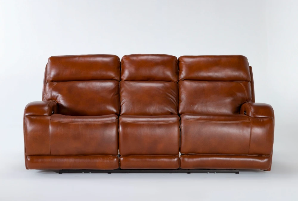 Victor Chestnut Leather Zero Gravity 88" Reclining Sofa with Power Headrest & Lumbar