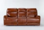 Victor Chestnut Leather Zero Gravity 88" Reclining Sofa with Power Headrest & Lumbar - Signature
