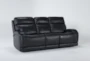 Victor Navy Leather Power Zero Gravity 88" Reclining Sofa with Power Headrest & Lumbar - Side