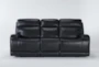 Victor Navy Leather Power Zero Gravity 88" Reclining Sofa with Power Headrest & Lumbar - Signature