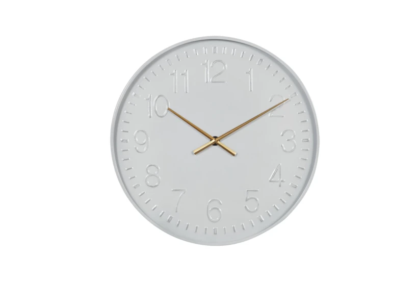 Simple White Clock With Gold Accents - 360