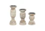 White Wash Candle Stick Set Of 3 - Material