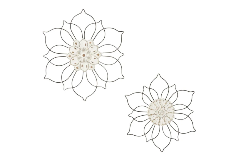 Floral Wall Decor Set Of 2 Assorted Flowers - 360