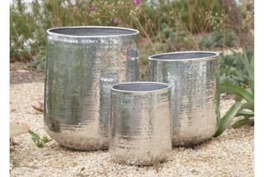 Silver 21 Inch Aluminum Planter Set Of 3