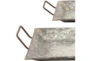 Grey 3.5 Inch Metal Galvanized Trays Set Of 2 - Detail