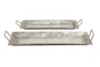 Grey 3.5 Inch Metal Galvanized Trays Set Of 2 - Signature