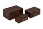 Brown 6 Inch Wood Carved Box Set Of 3 - Signature
