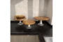 Brown 7 Inch Wood Aluminum Cake Stands Set Of 3 - Room
