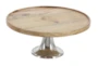 Brown 7 Inch Wood Aluminum Cake Stands Set Of 3 - Front