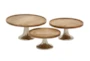 Brown 7 Inch Wood Aluminum Cake Stands Set Of 3 - Signature