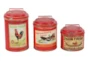 Red 11 Inch Metal Canister Set Of 3 - Front