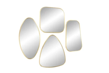 Gold 19.5 Inch Metal Wall Mirror Set Of 4