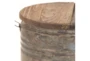 Grey 20" Metal Wood Drum Stool - Detail