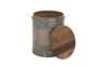 Grey 20" Metal Wood Drum Stool - Material