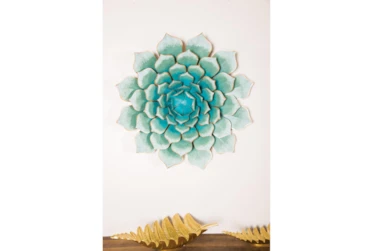Turquoise 23 Inch Metal Flower Wall