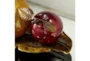 Red 9 Inch Metal Fruit Tray Stand Decor - Detail