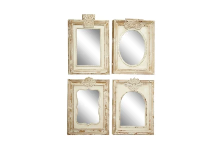Brown 25 Inch Wood Wall Mirror Set Of 4