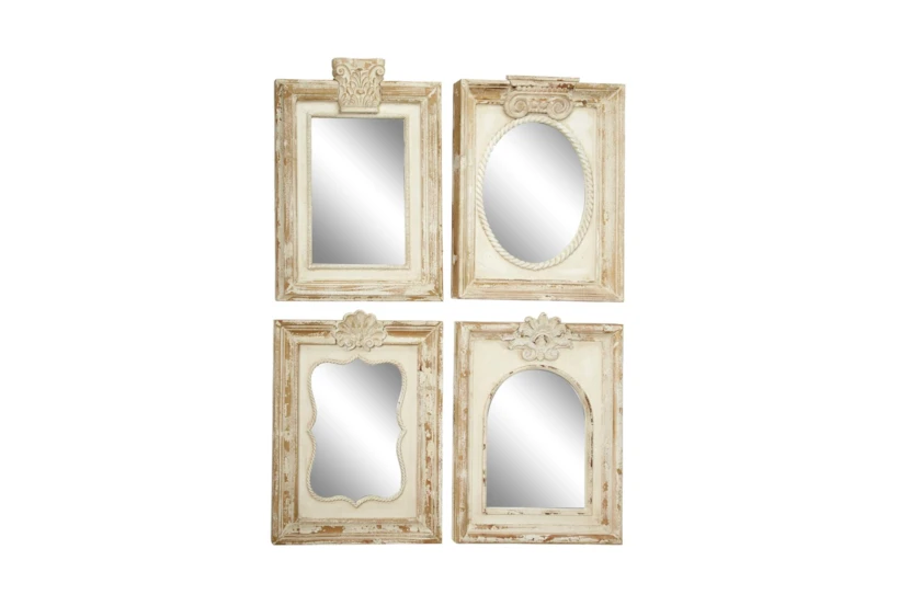 Brown 25 Inch Wood Wall Mirror Set Of 4 - 360