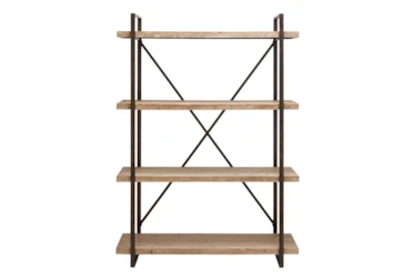 Brown 67 Inch Metal Wood Shelf