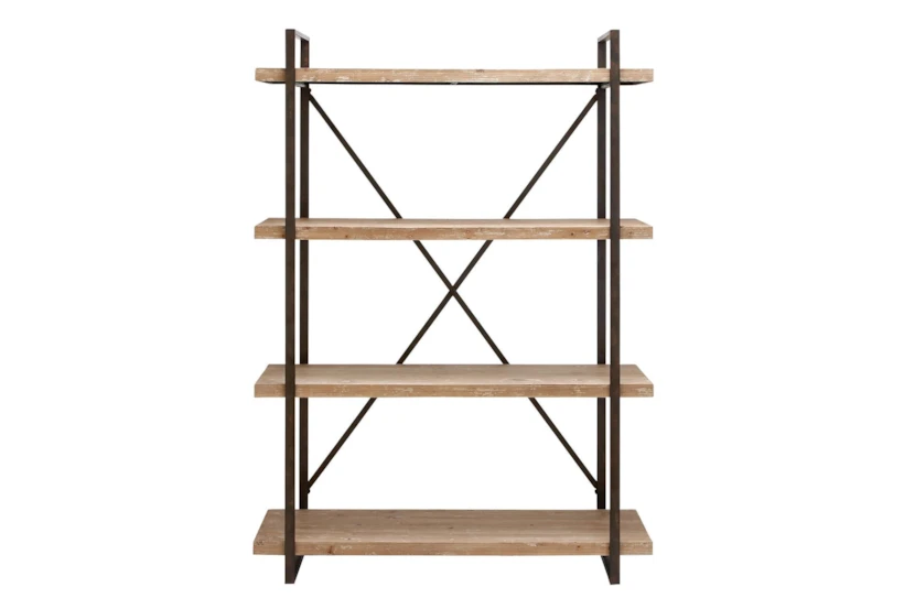 Brown 67 Inch Metal Wood Shelf - 360