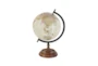 Brown 14 Inch Metal Wood Globe - Back
