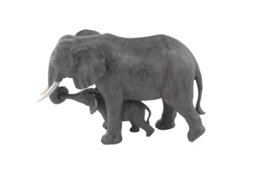 Dark Grey 13 Inch Polystone Mother Elephant